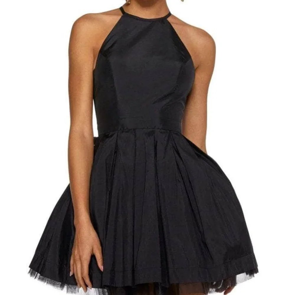 SALE NWT Sherri Hill 53025 Chiffon Homecoming Dress Black Size 12 - Picture 1 of 8